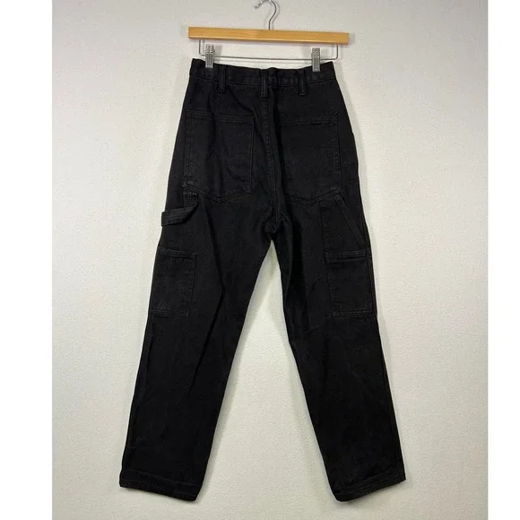 Streetwear J. Galt Womens S Black Carpenter High Rise Straight Leg Utility Pants - Picture 2 of 11